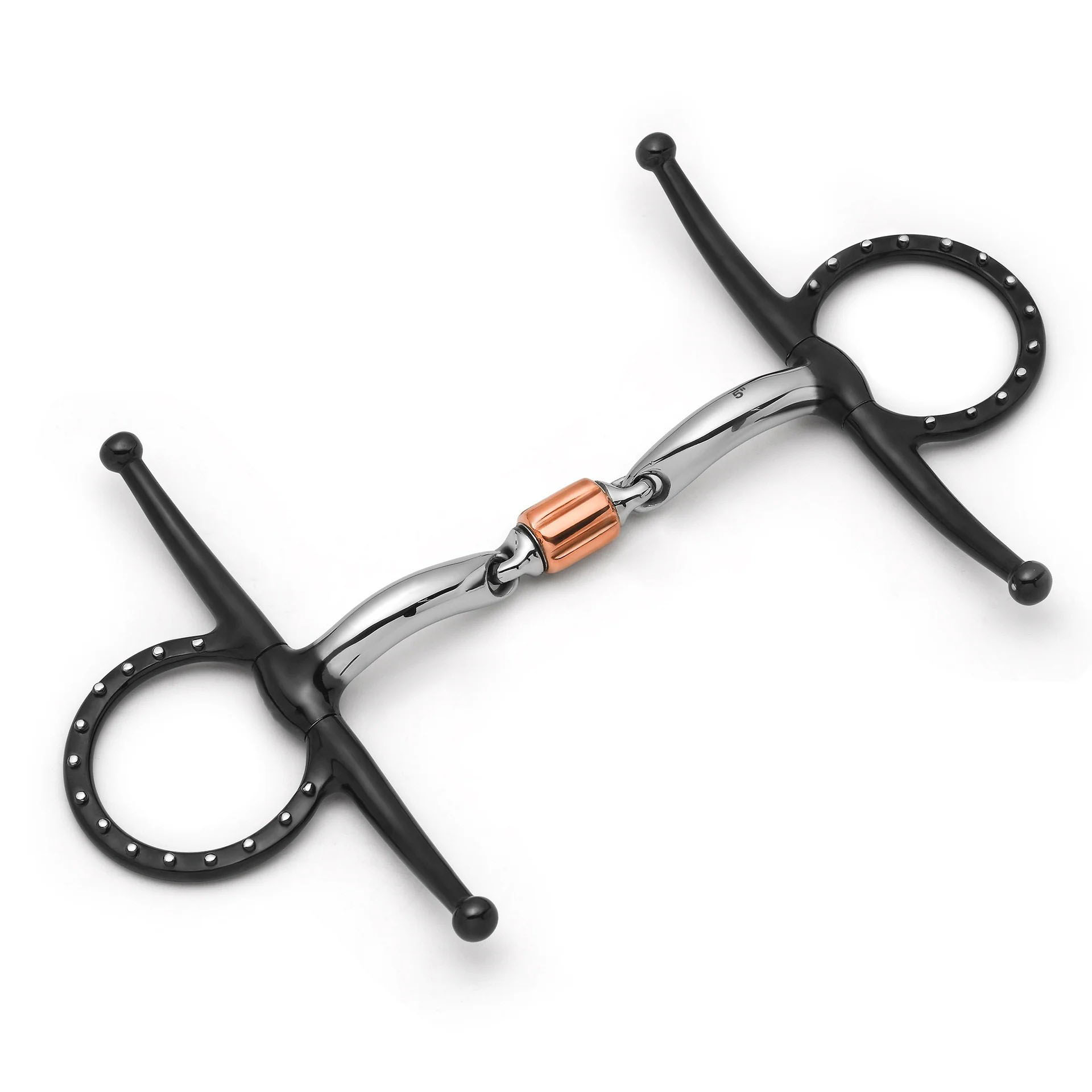 full cheek 3 piece cricket roller silver dotted snaffle horse bit