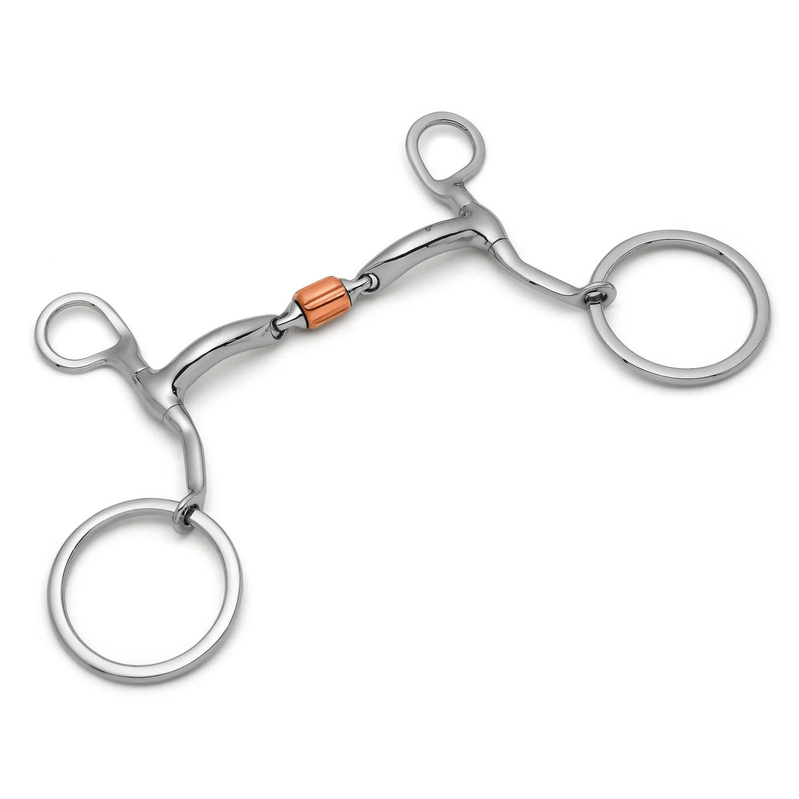 full cheek 3 piece cricket roller silver dotted snaffle horse bit