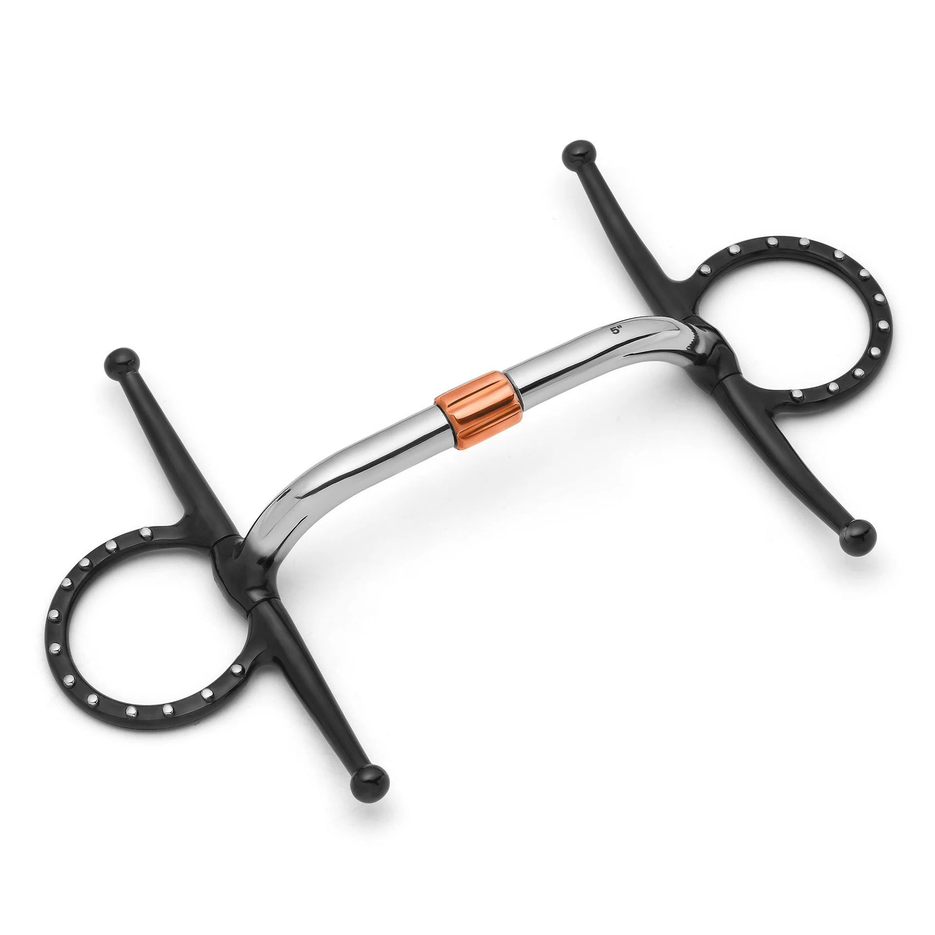 full cheek pivot cricket roller silver dotted snaffle horse bit