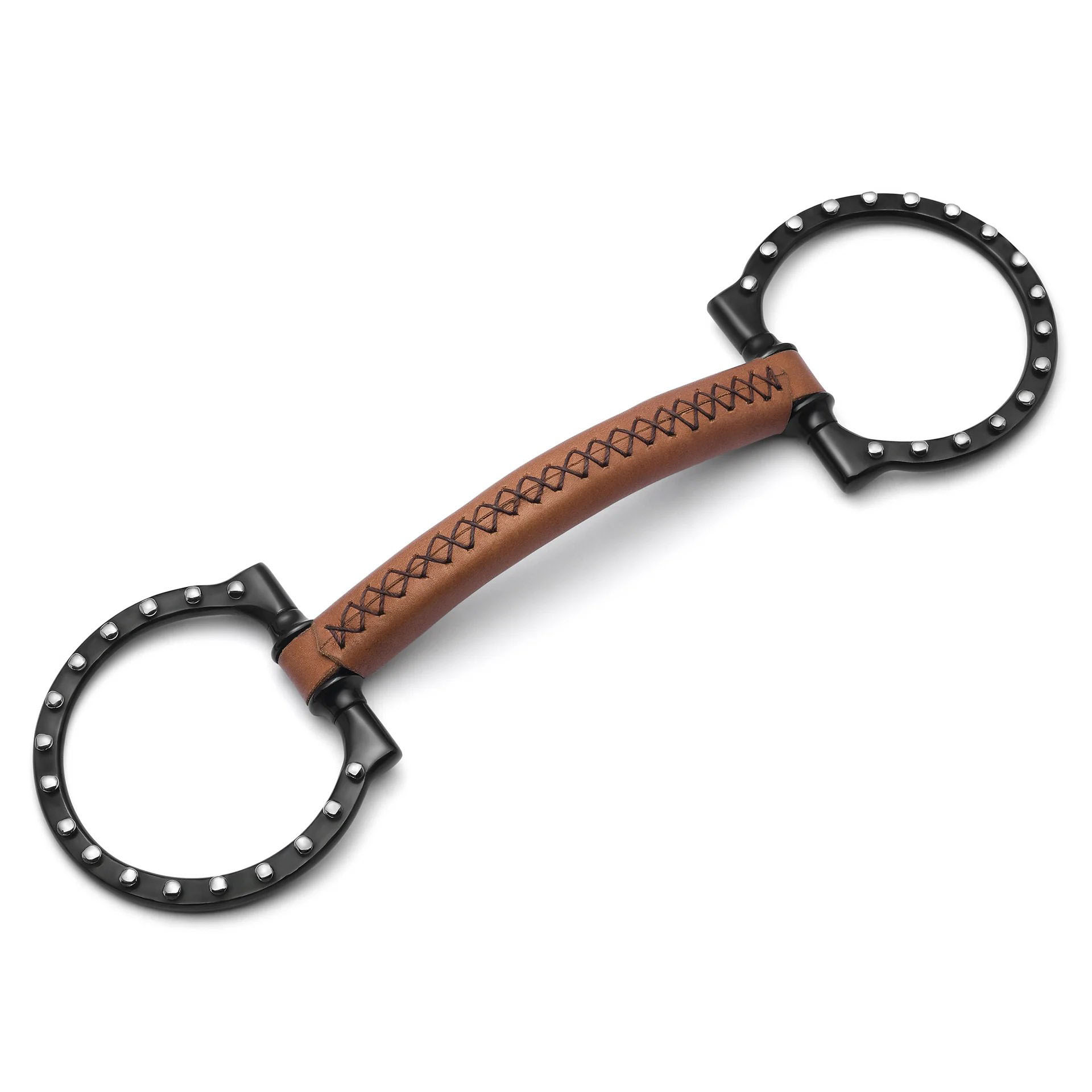 d ring soft leather silver dotted snaffle horse bit