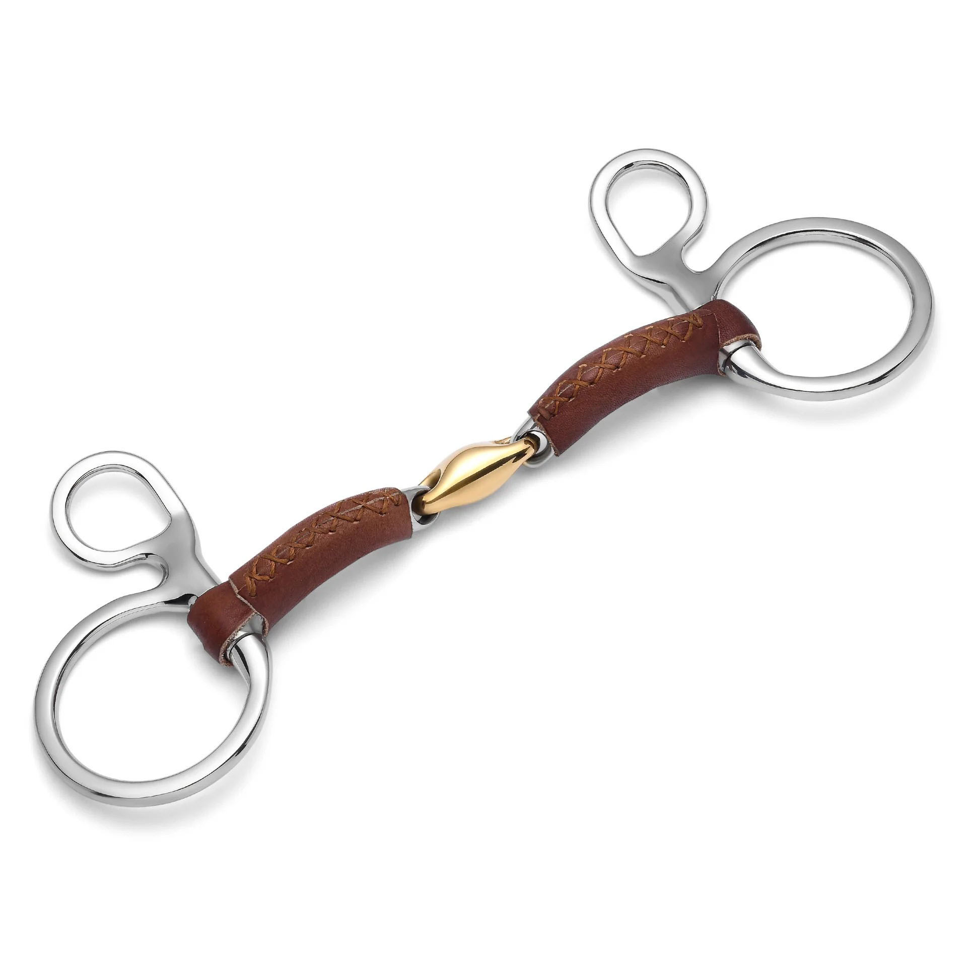 baucher lozenge leather covered snaffle horse bit