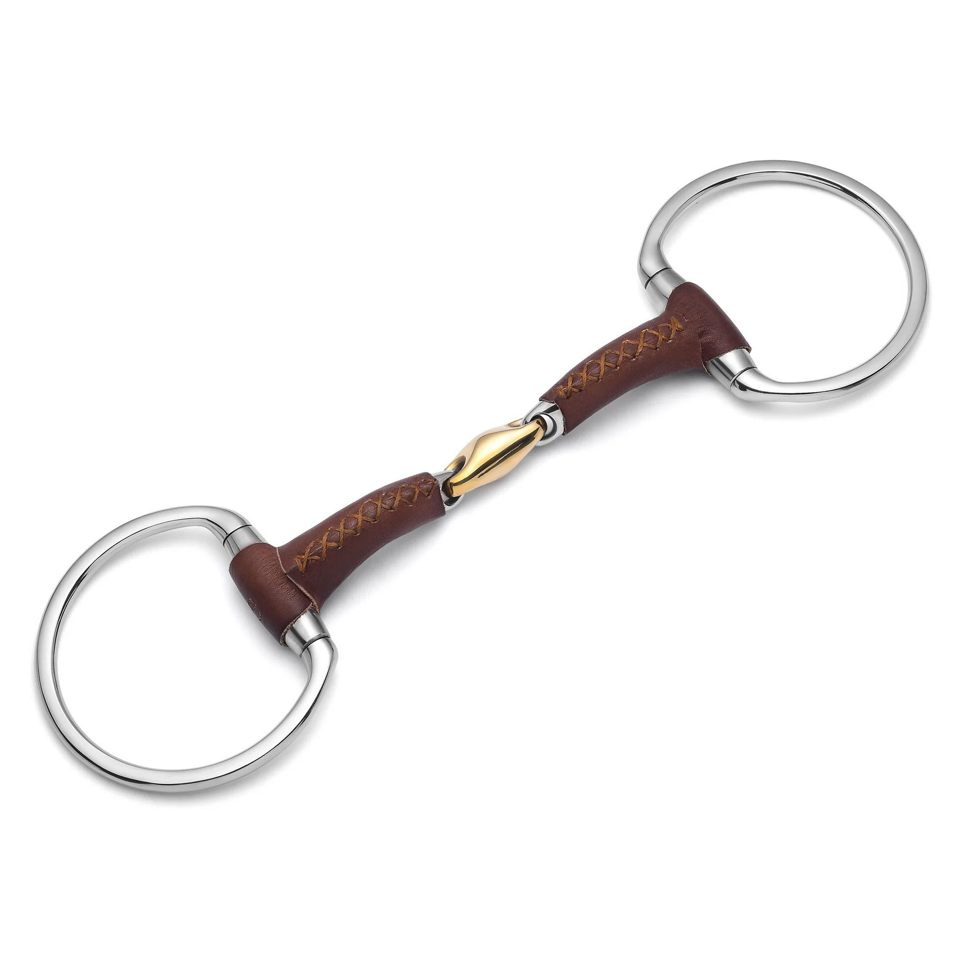 eggbutt lozenge leather covered snaffle horse bit