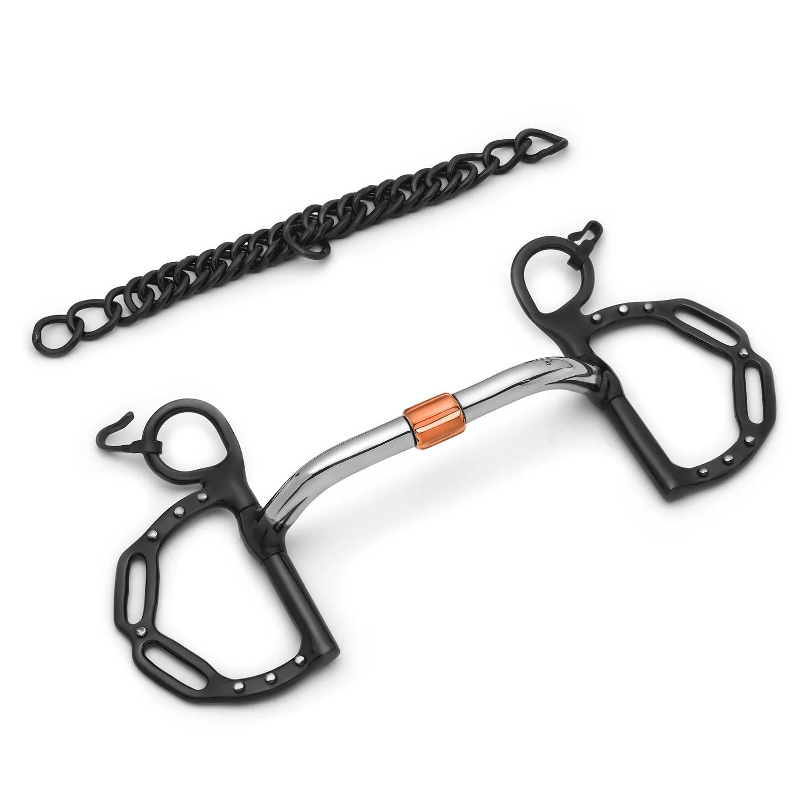 kimberwick uxeter slotted pivot cricket roller silver dotted curb horse bit