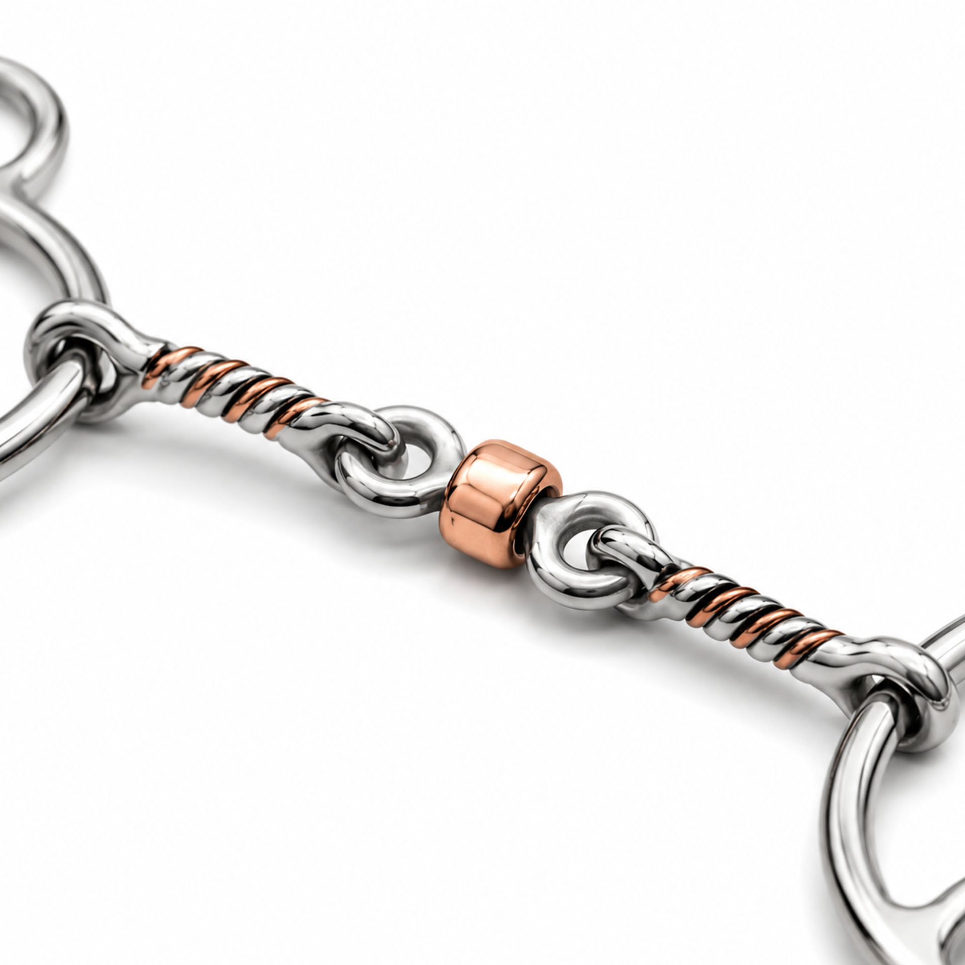 western correction gag horse bit with copper roller & leather headstall