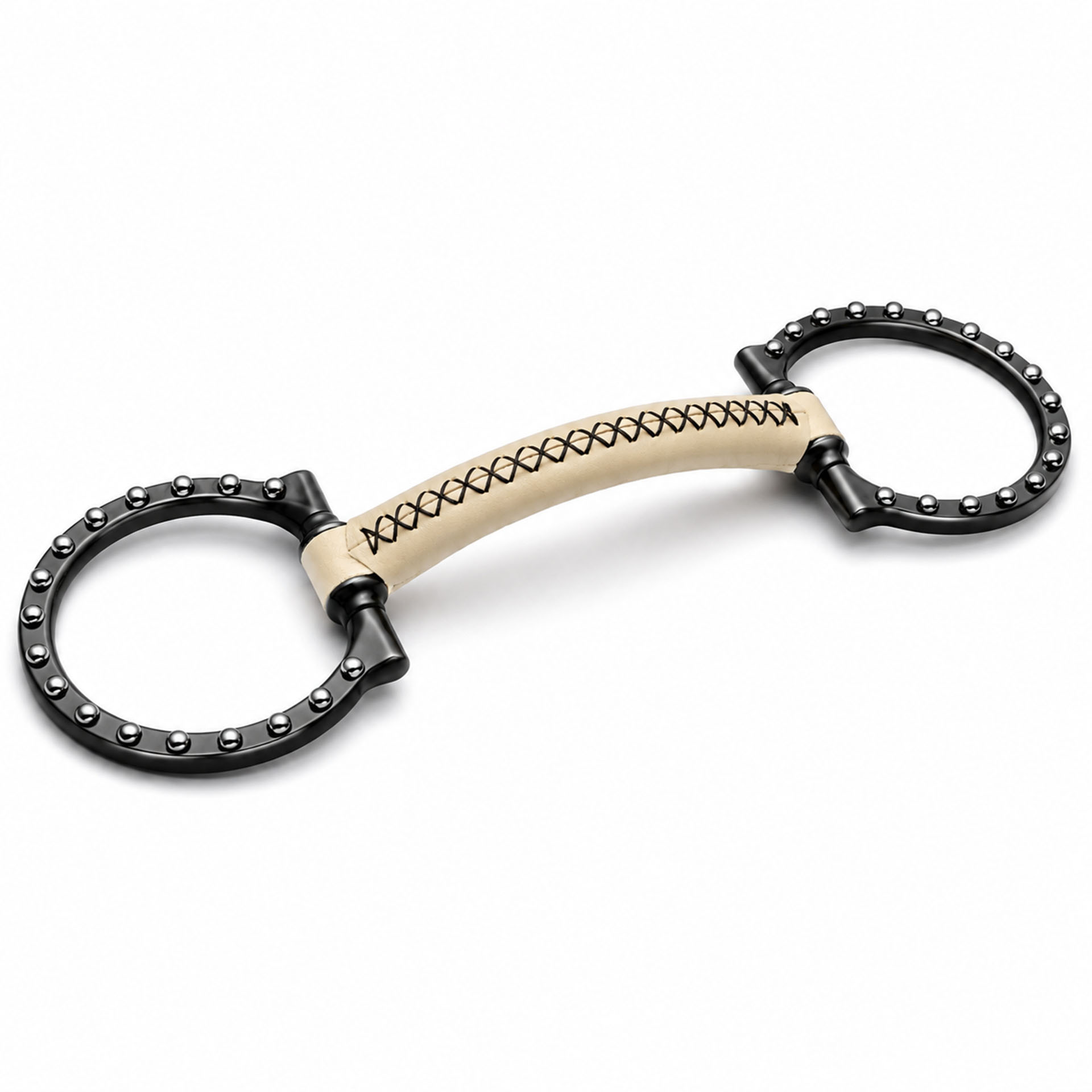premium leather covered dotted ring horse bit