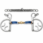 Blue Sweet Iron Low Port Grazing Bit with Curb Chain