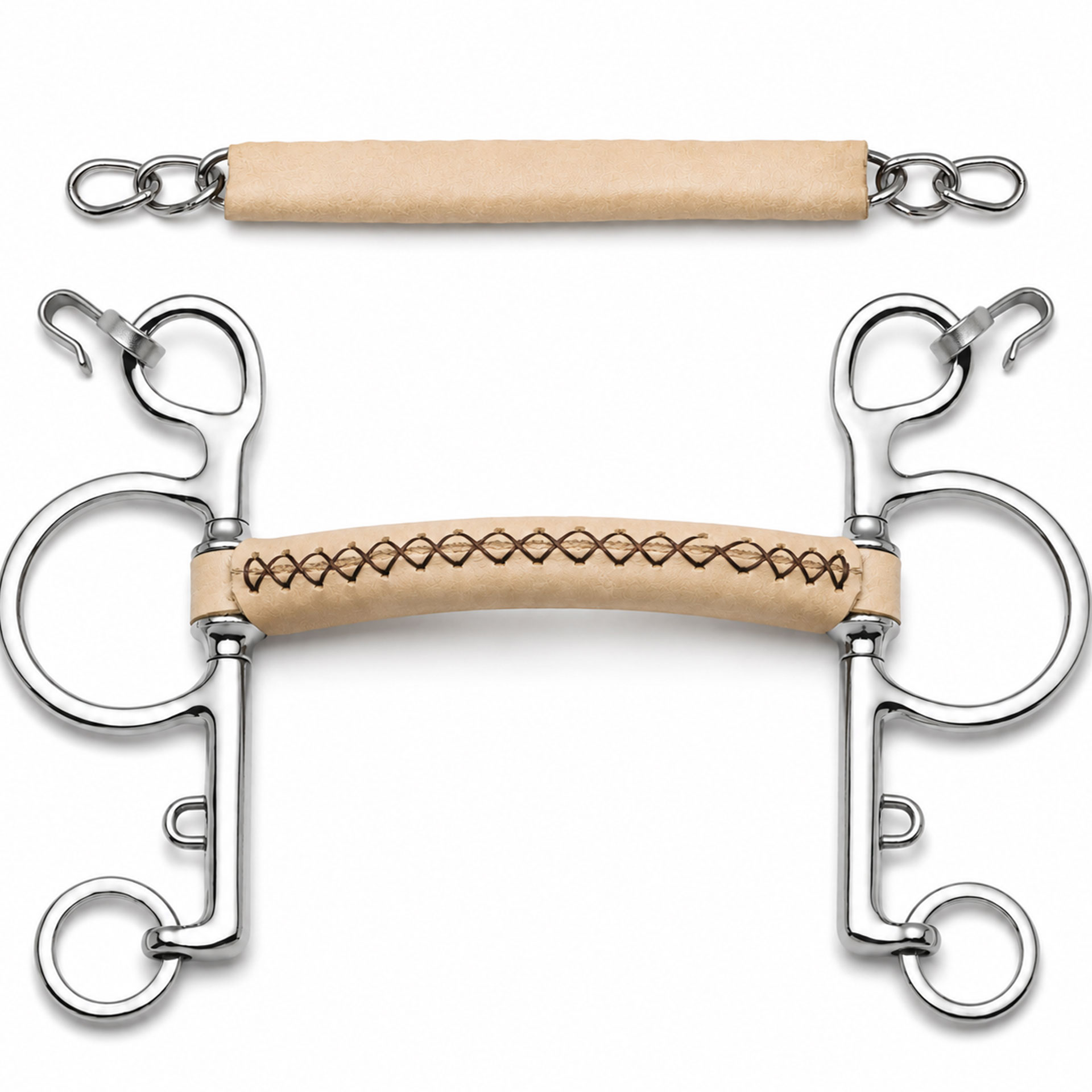 premium leather covered mullen mouth pelham horse bit