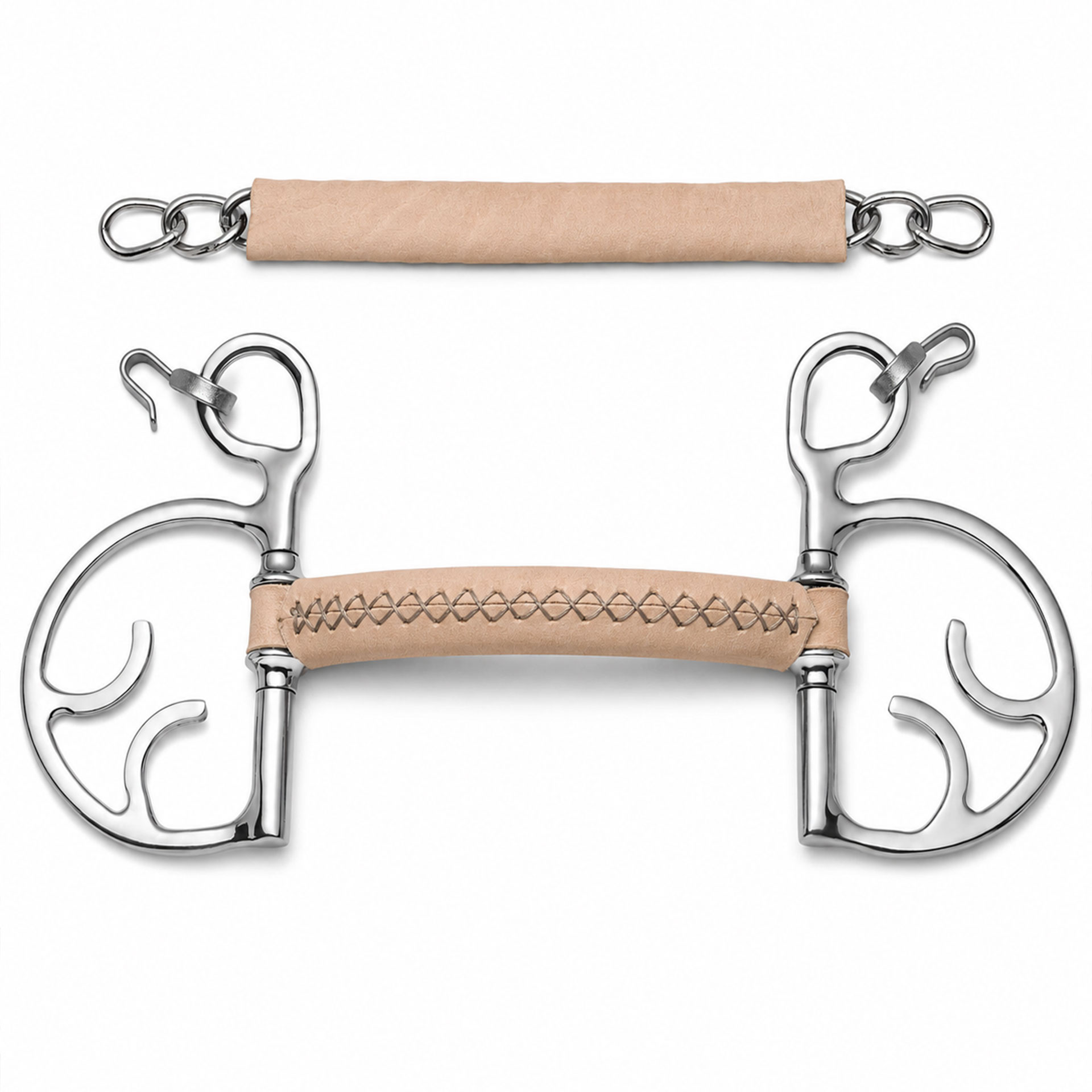 luxury leather covered ported barrel butterfly horse bit