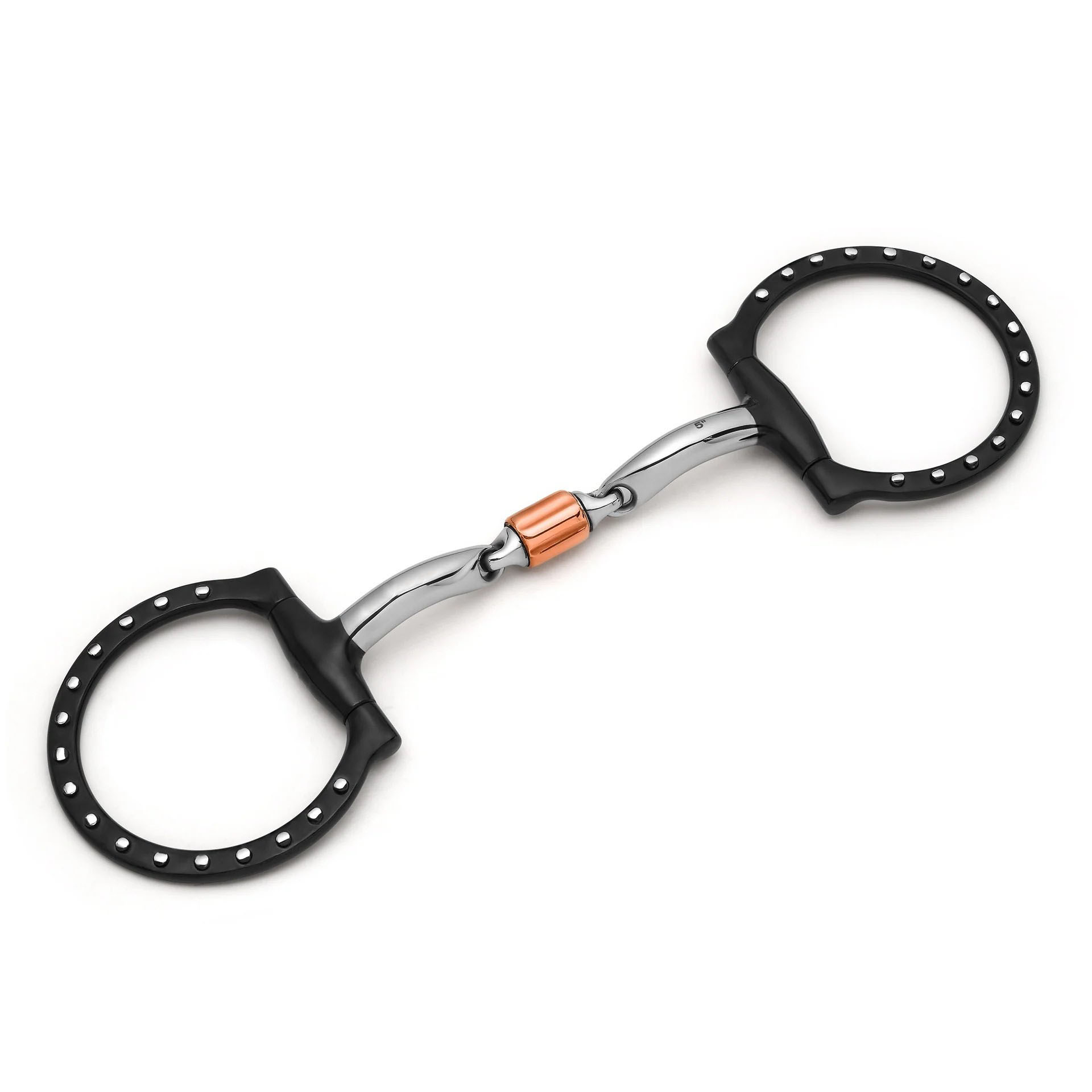 d ring 3 piece cricket roller silver dotted snaffle horse bit