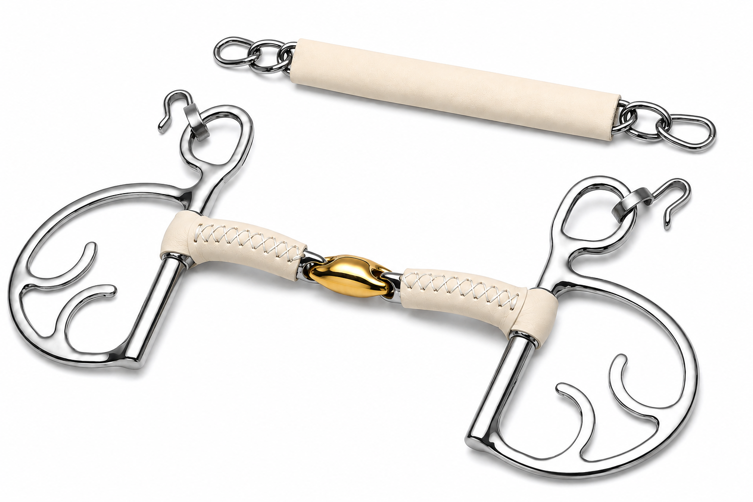 luxury leather covered ported barrel butterfly horse bit