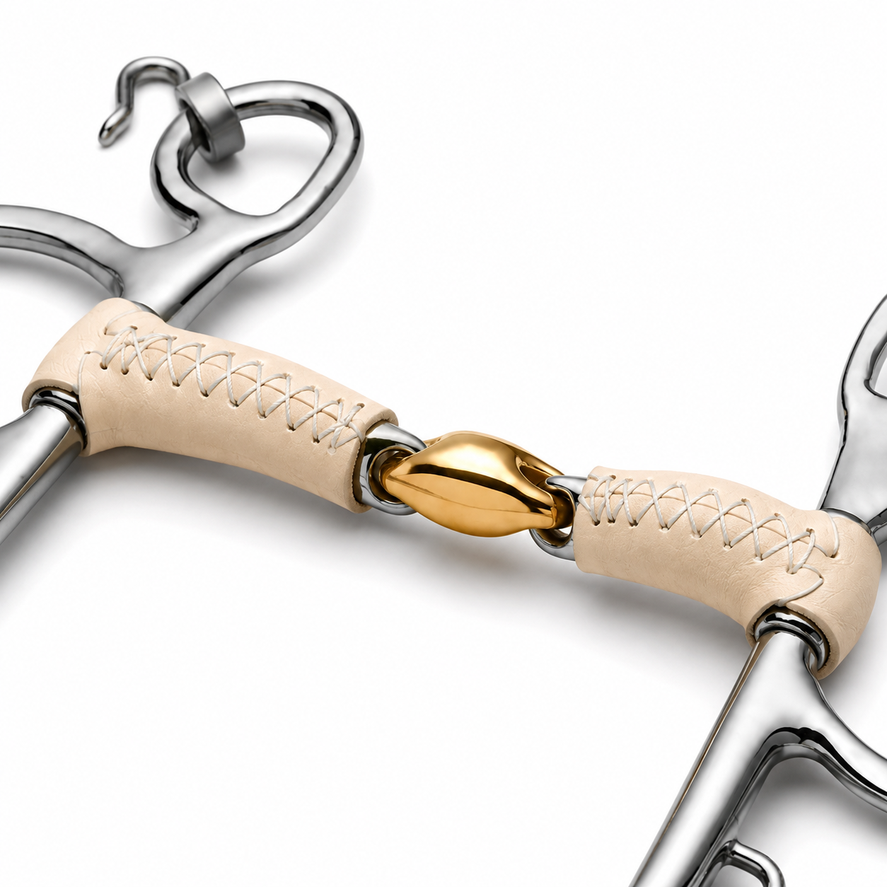 premium leather covered copper roller pelham horse bit