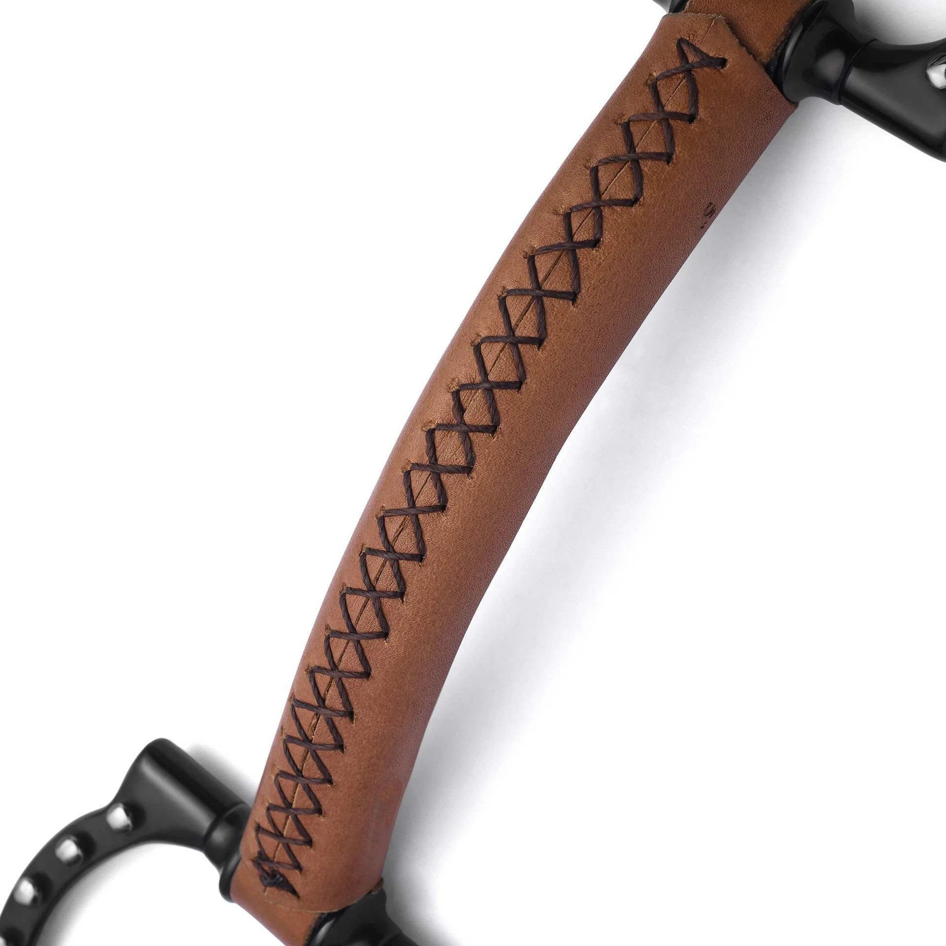 d ring soft leather silver dotted snaffle horse bit