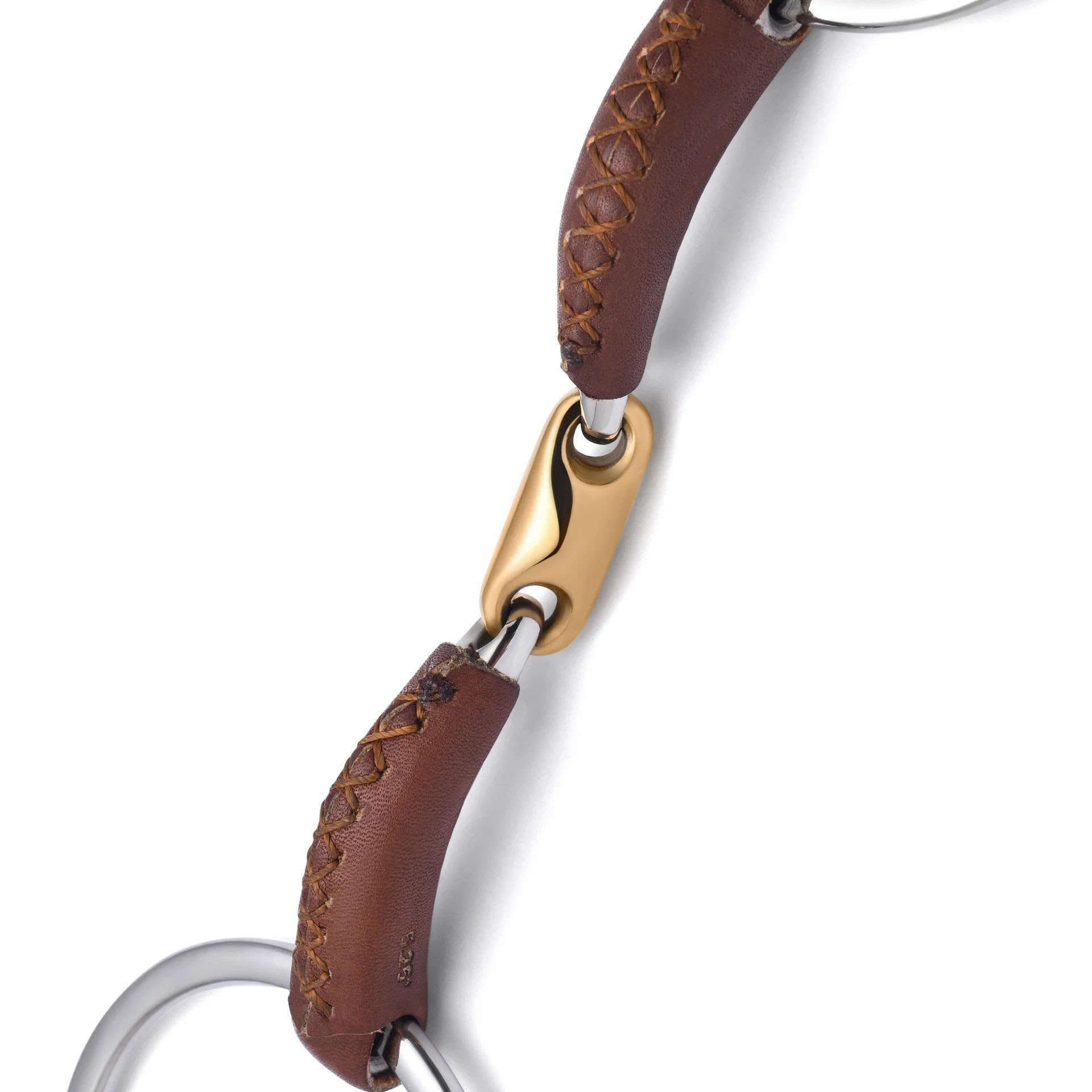 loose ring lozenge leather covered snaffle horse bit