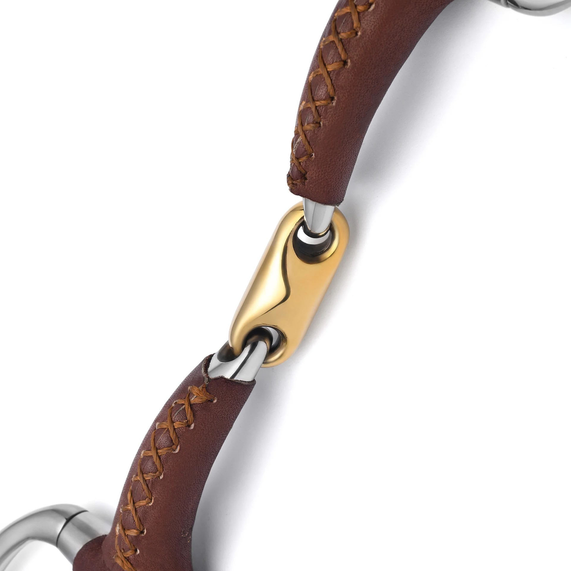 eggbutt lozenge leather covered snaffle horse bit