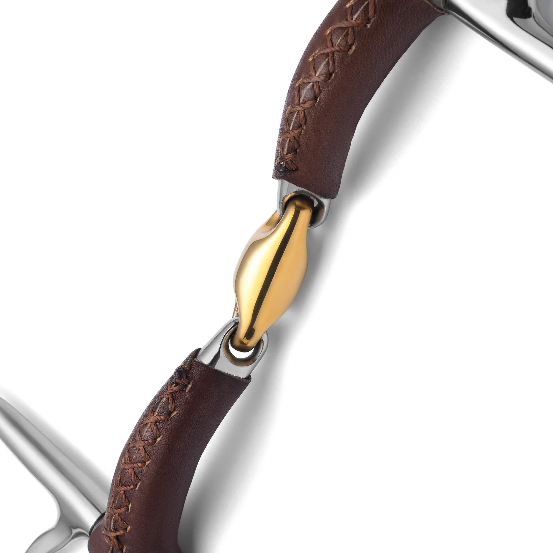 full cheek lozenge leather covered snaffle horse bit