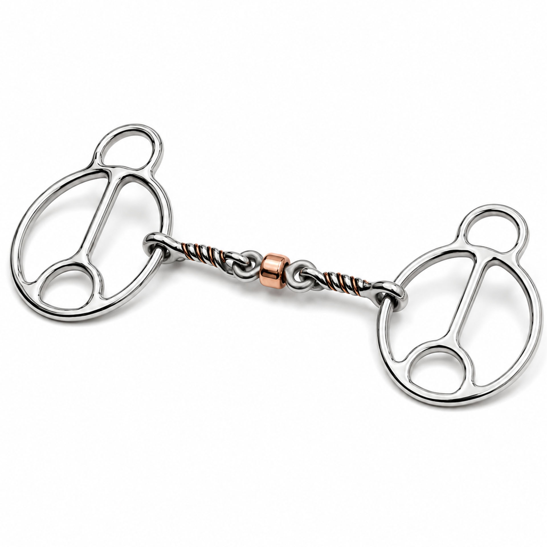 western correction gag horse bit with copper roller & leather headstall