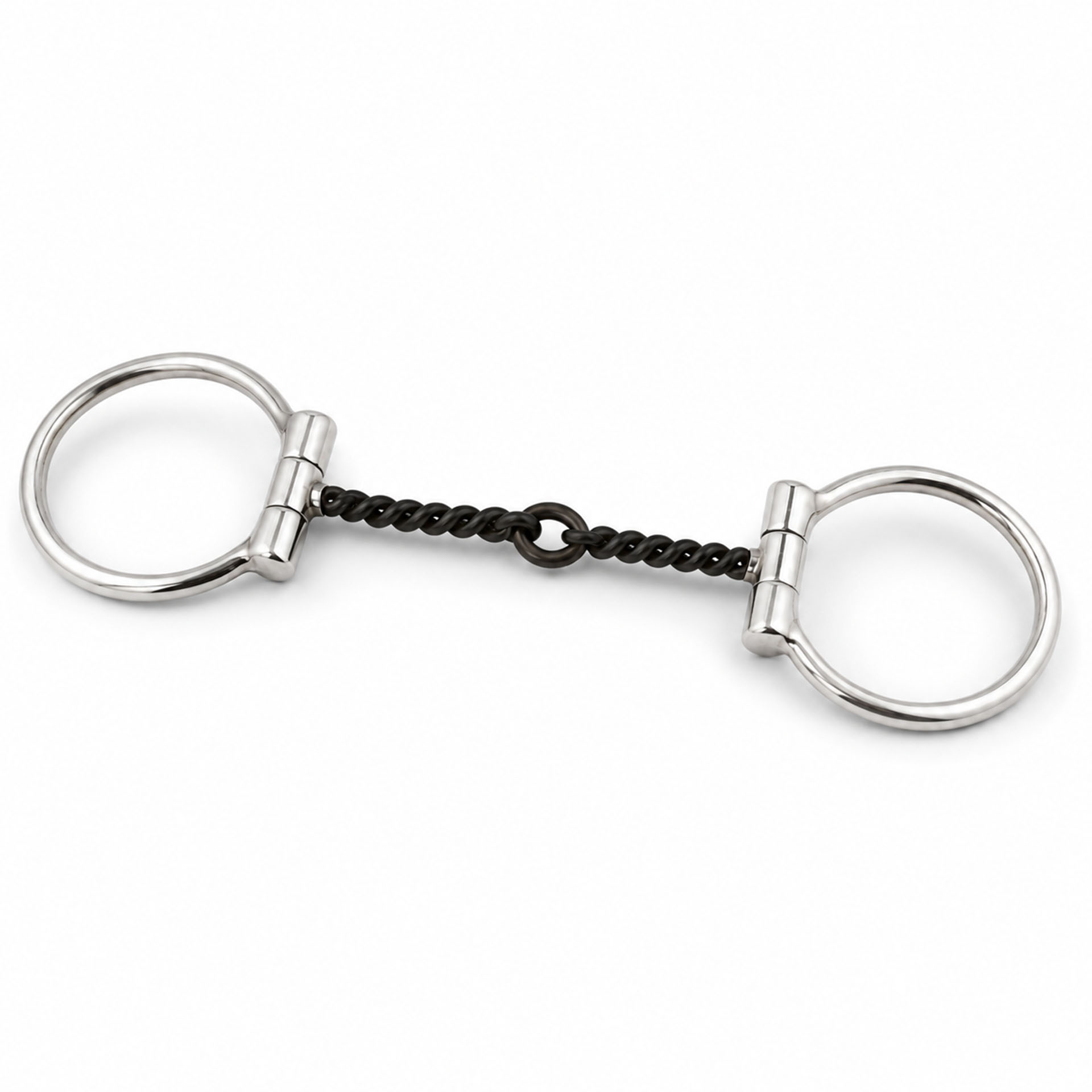 Black Steel Copper Roller Barrel Horse Bit with Decorative Ring Cheeks