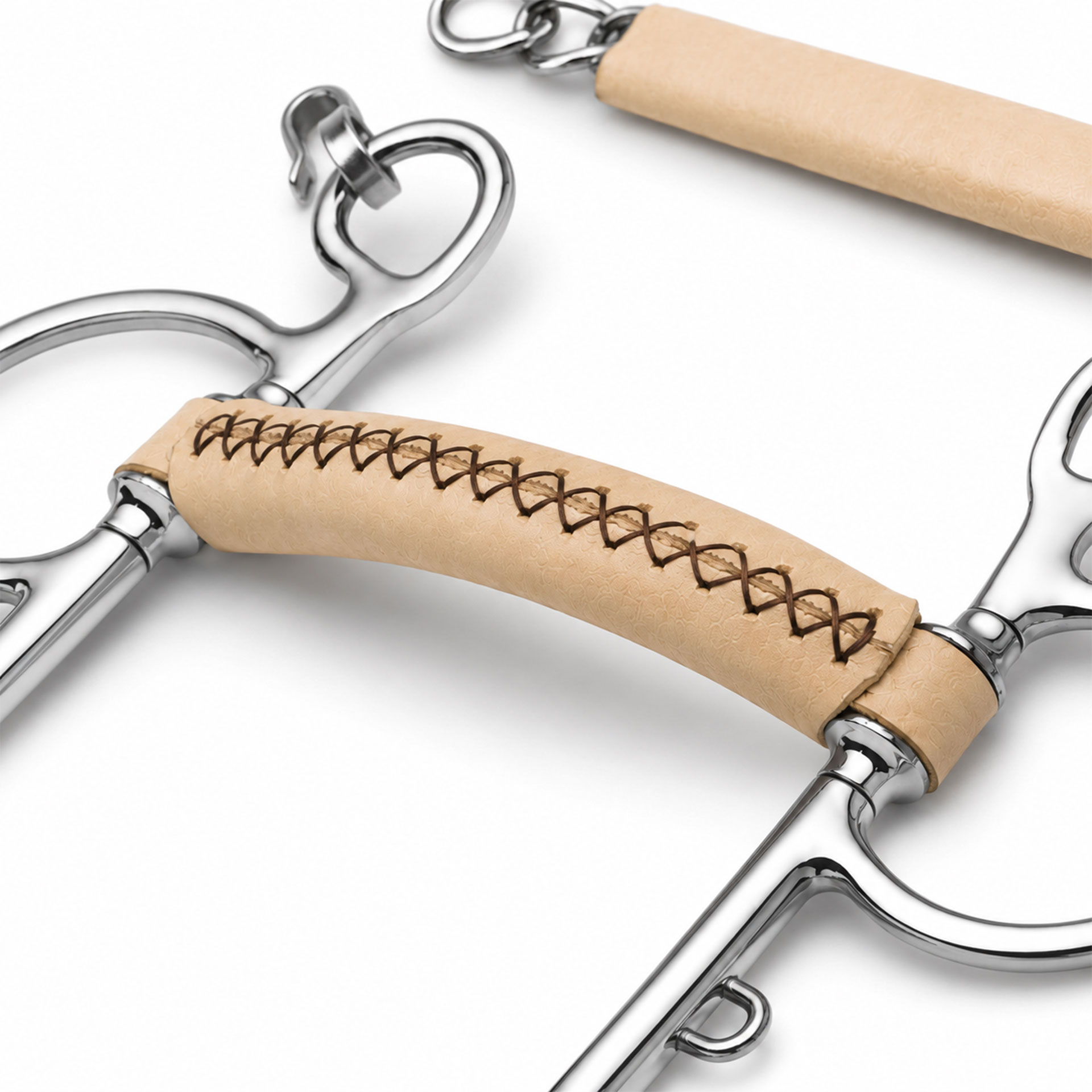 premium leather covered mullen mouth pelham horse bit