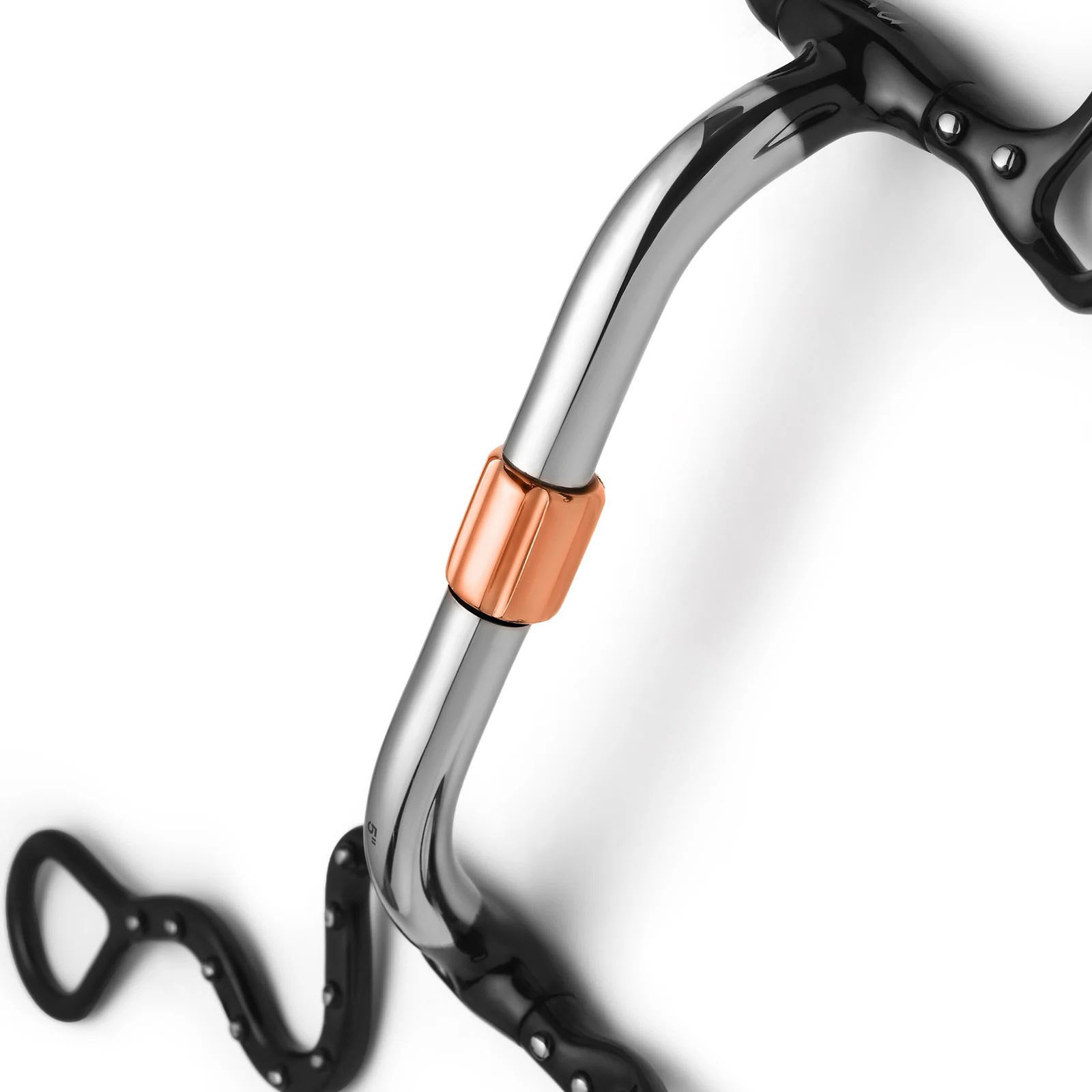 s shank pivot cricket roller silver dotted curb horse bit