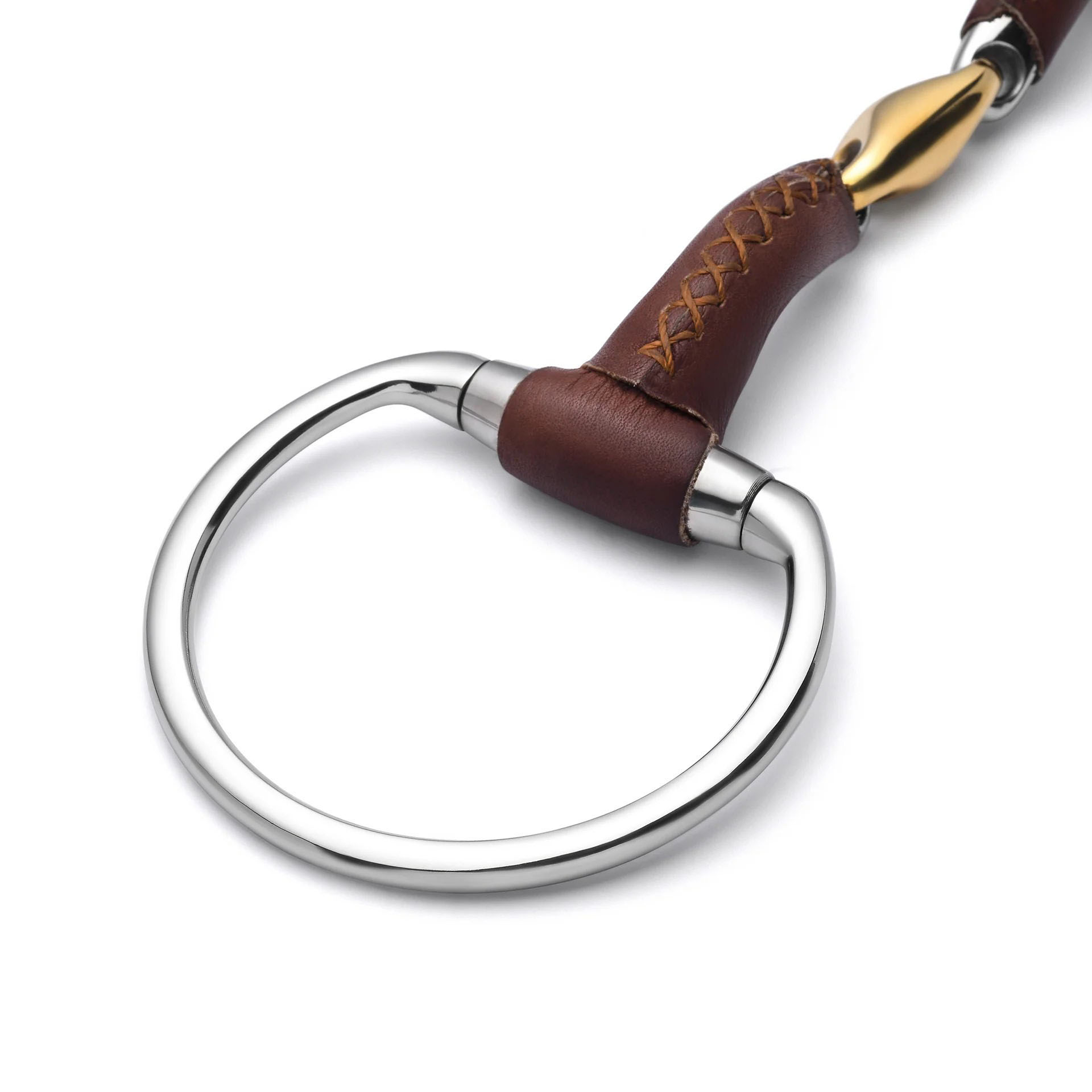 eggbutt lozenge leather covered snaffle horse bit