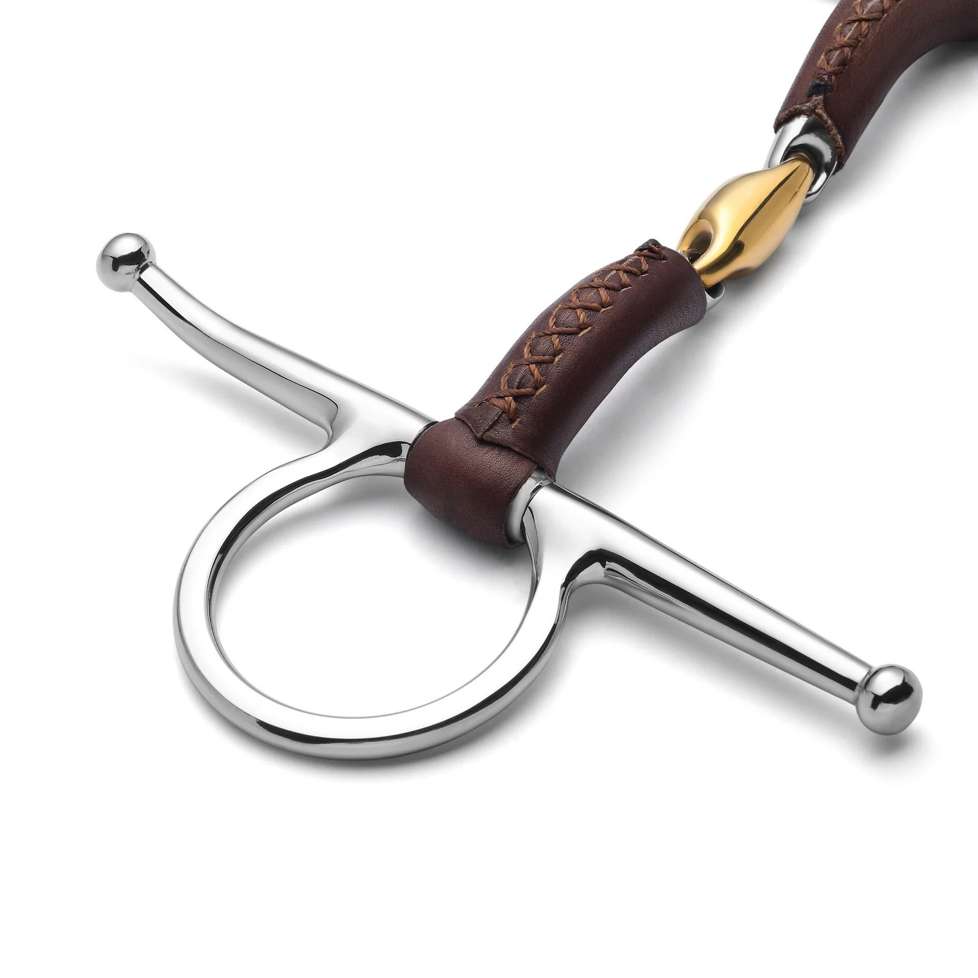 full cheek lozenge leather covered snaffle horse bit