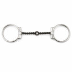 Black Steel Copper Roller Barrel Horse Bit with Decorative Ring Cheeks
