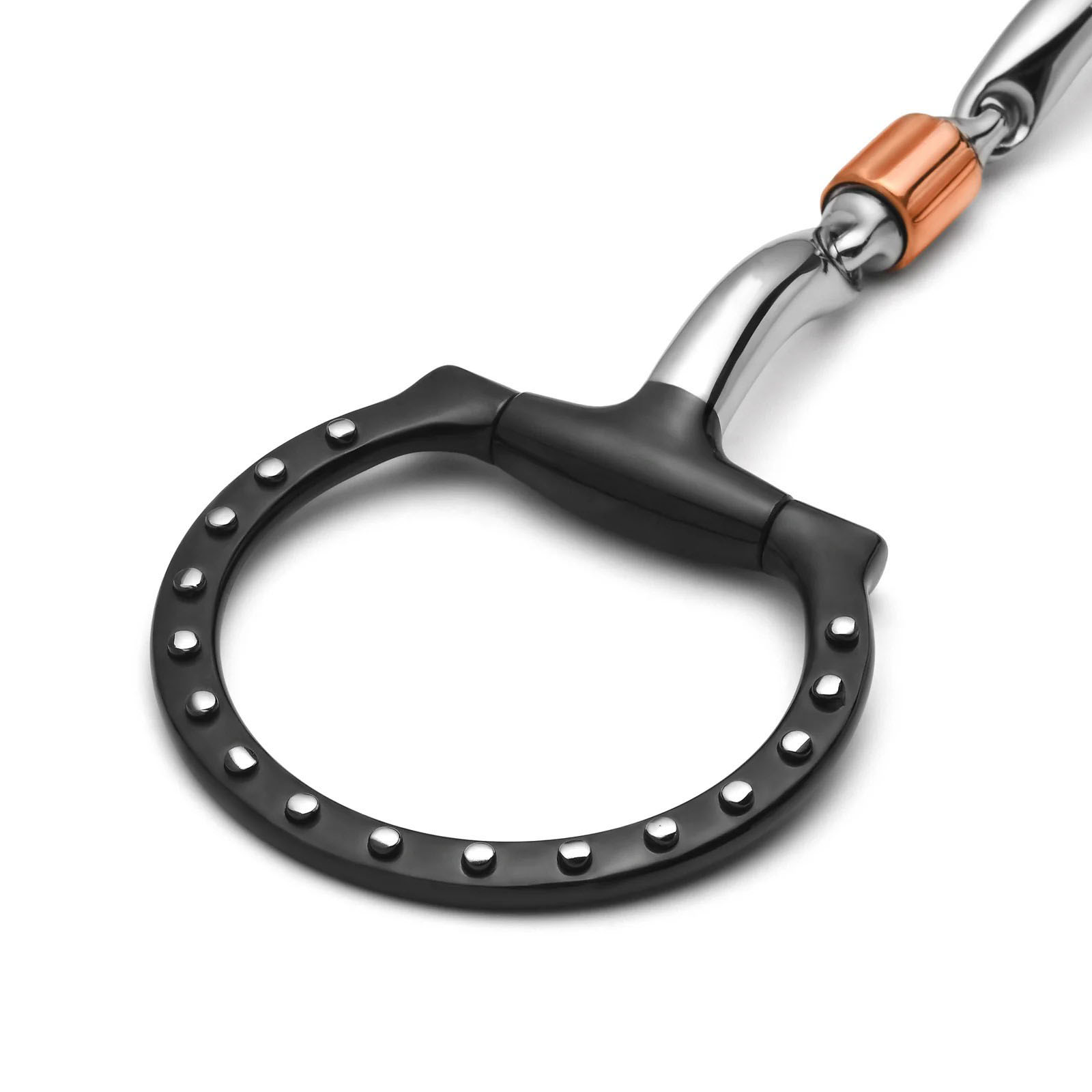 d ring 3 piece cricket roller silver dotted snaffle horse bit