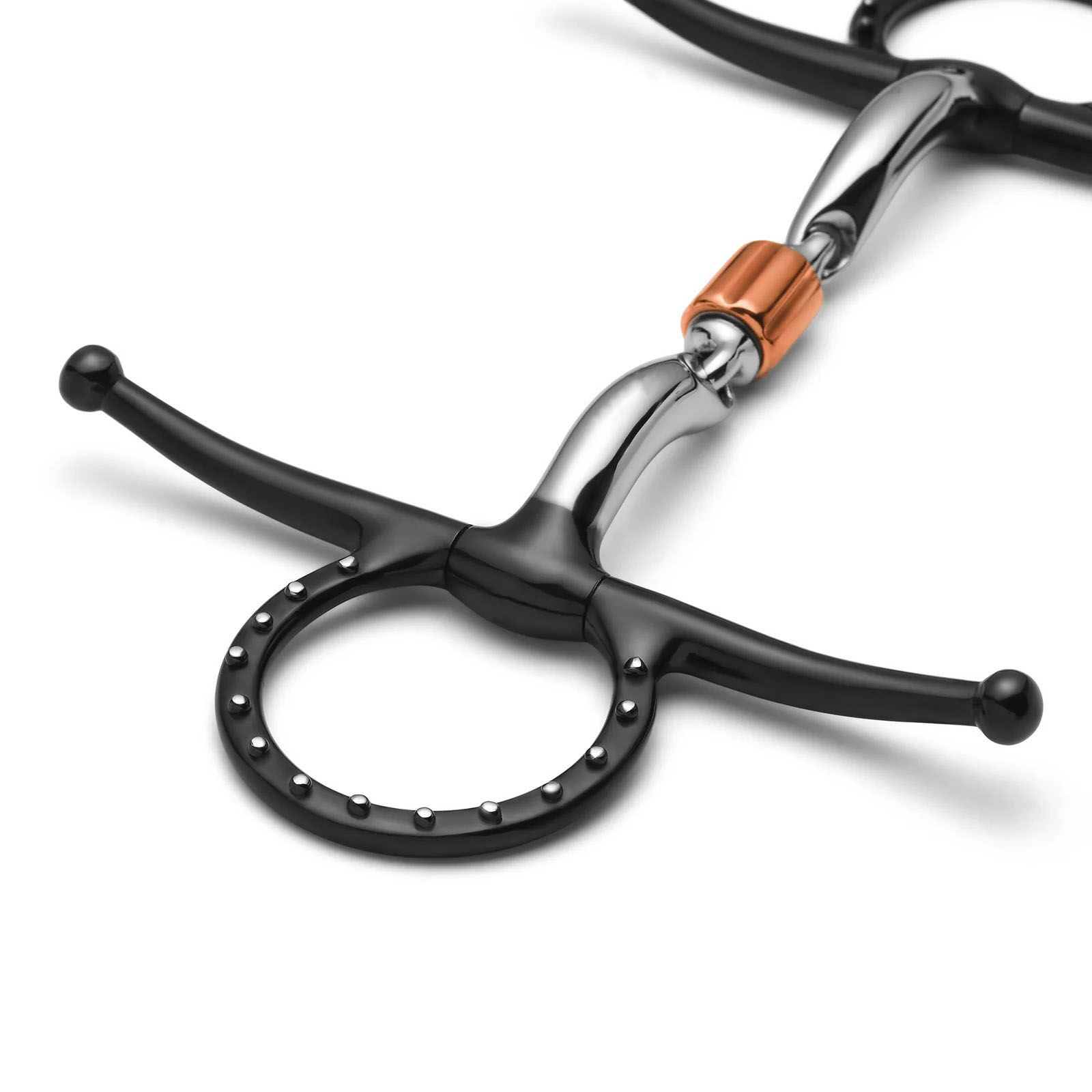 full cheek 3 piece cricket roller silver dotted snaffle horse bit