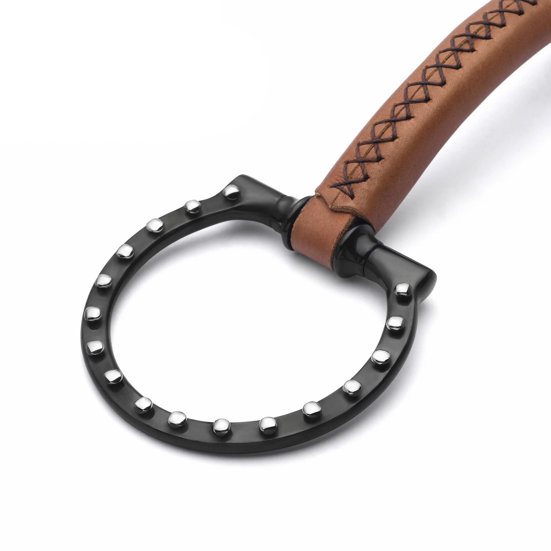 D-Ring Soft Leather Silver Dotted Snaffle Horse Bit