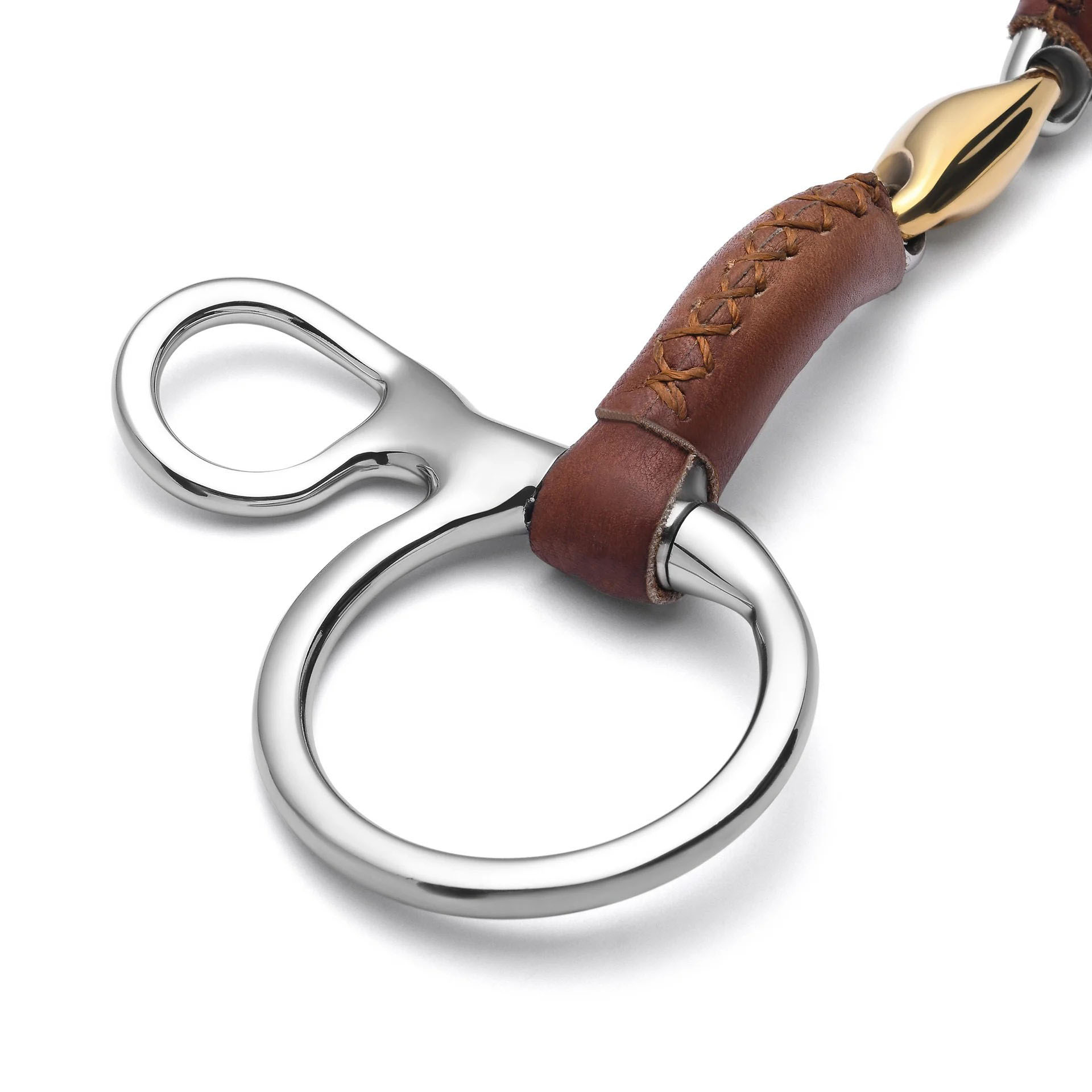 baucher lozenge leather covered snaffle horse bit
