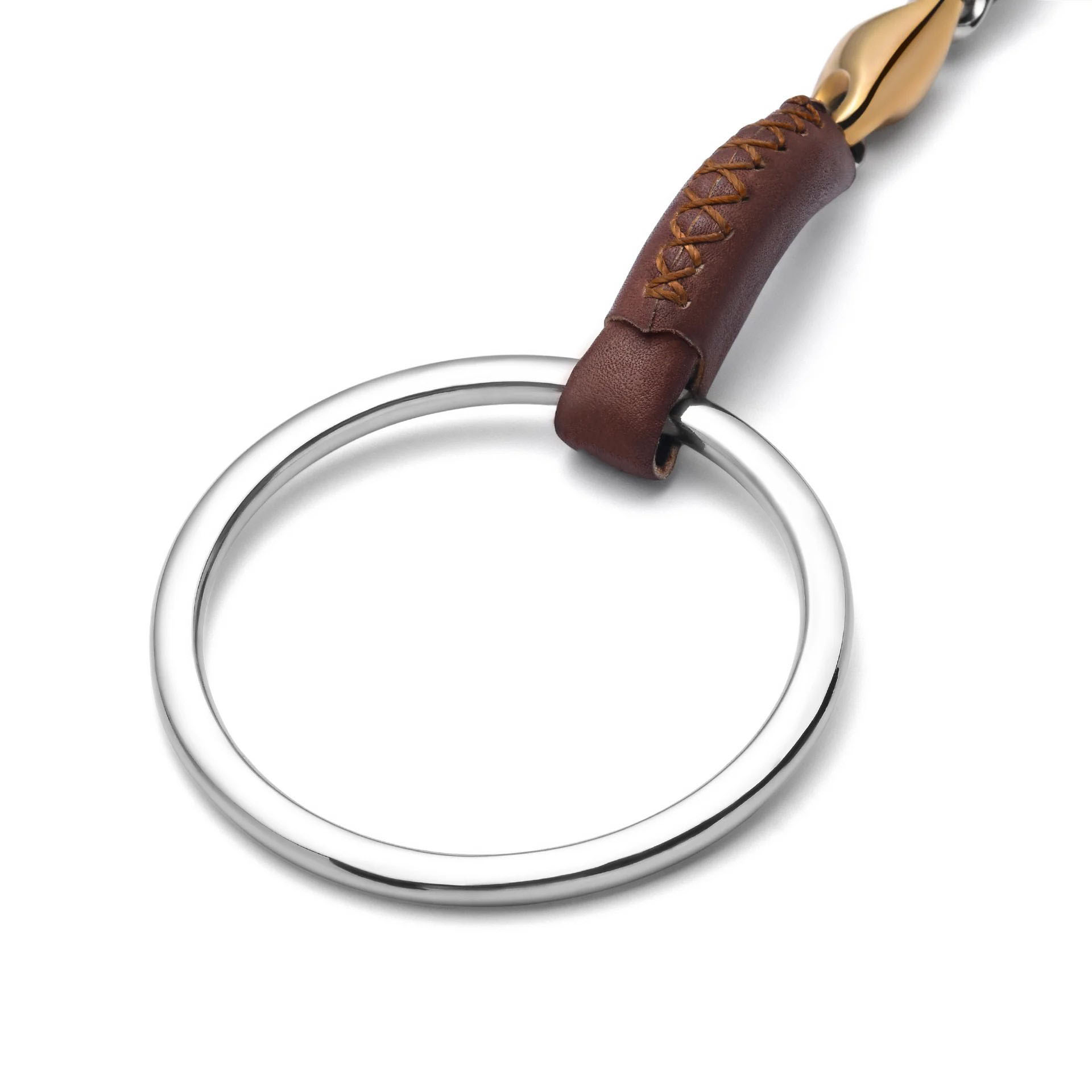 loose ring lozenge leather covered snaffle horse bit