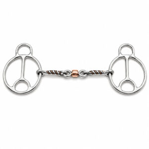 western correction gag horse bit with copper roller & leather headstall