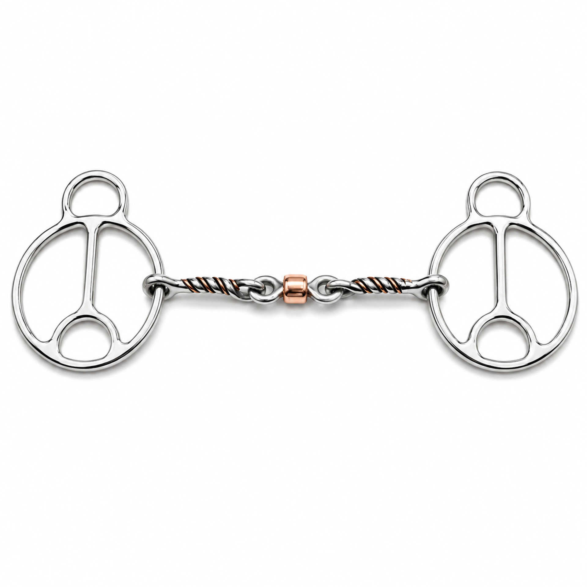 western correction gag horse bit with copper roller & leather headstall