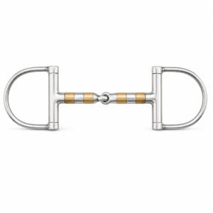 copper roller dee ring snaffle bit for fixed cheek contact