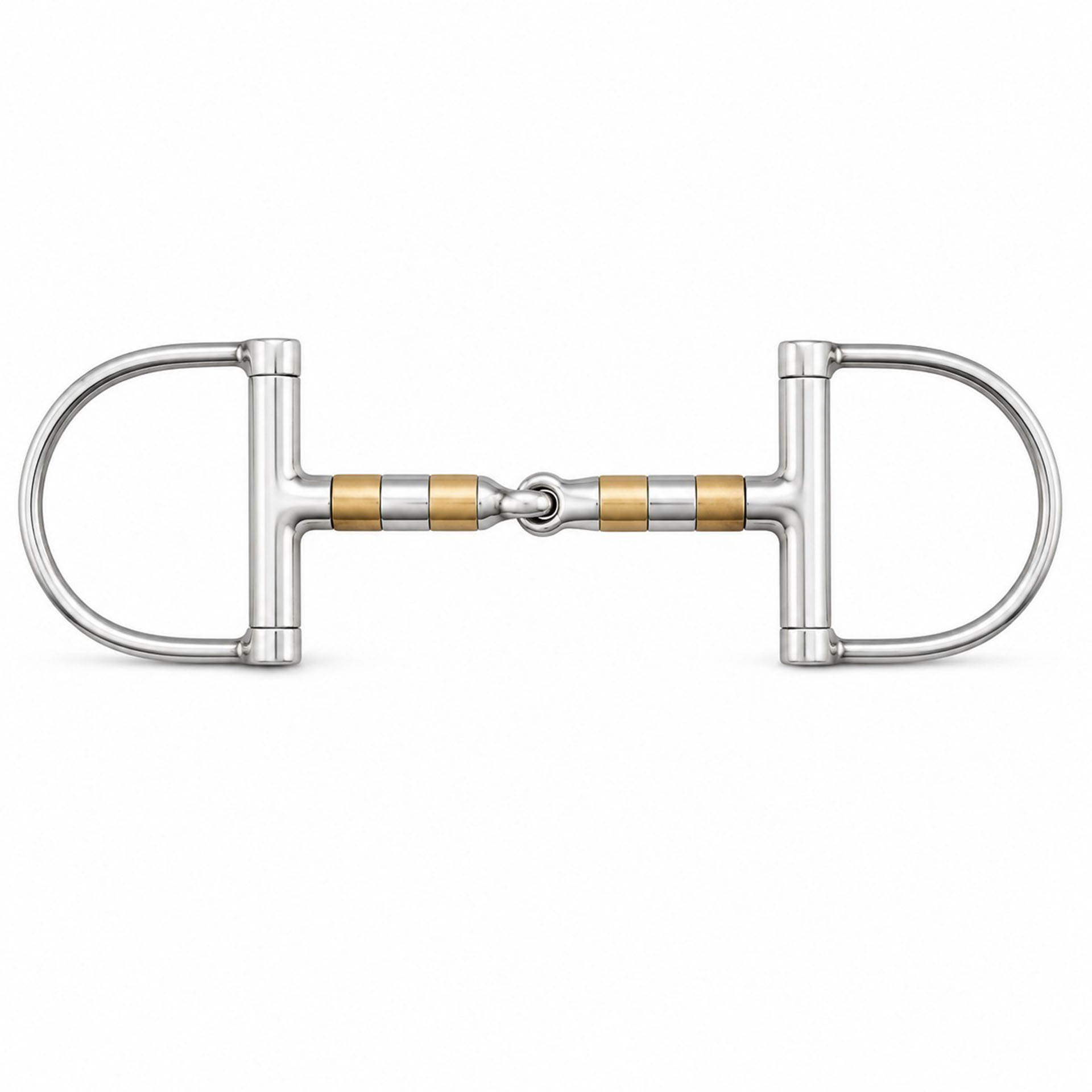 copper roller dee ring snaffle bit for fixed cheek contact