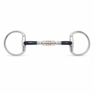blue sweet iron dee ring snaffle bit with copper center barrel
