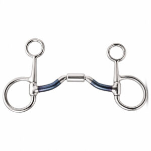 blue sweet iron dutch gag bit with center barrel mouthpiece