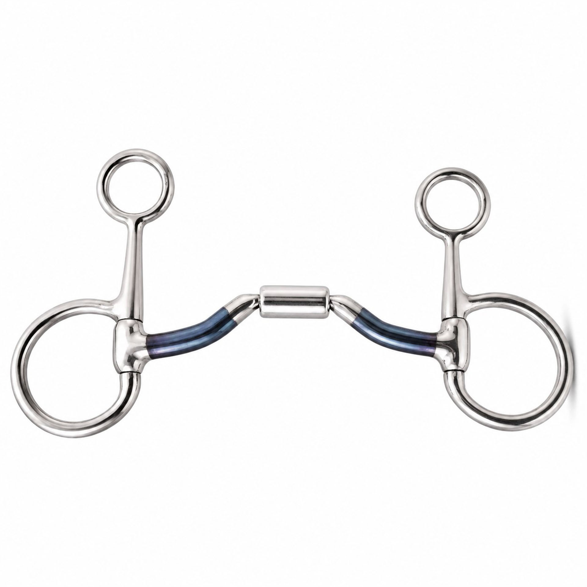 Blue Sweet Iron Dutch Gag Bit with Center Barrel Mouthpiece
