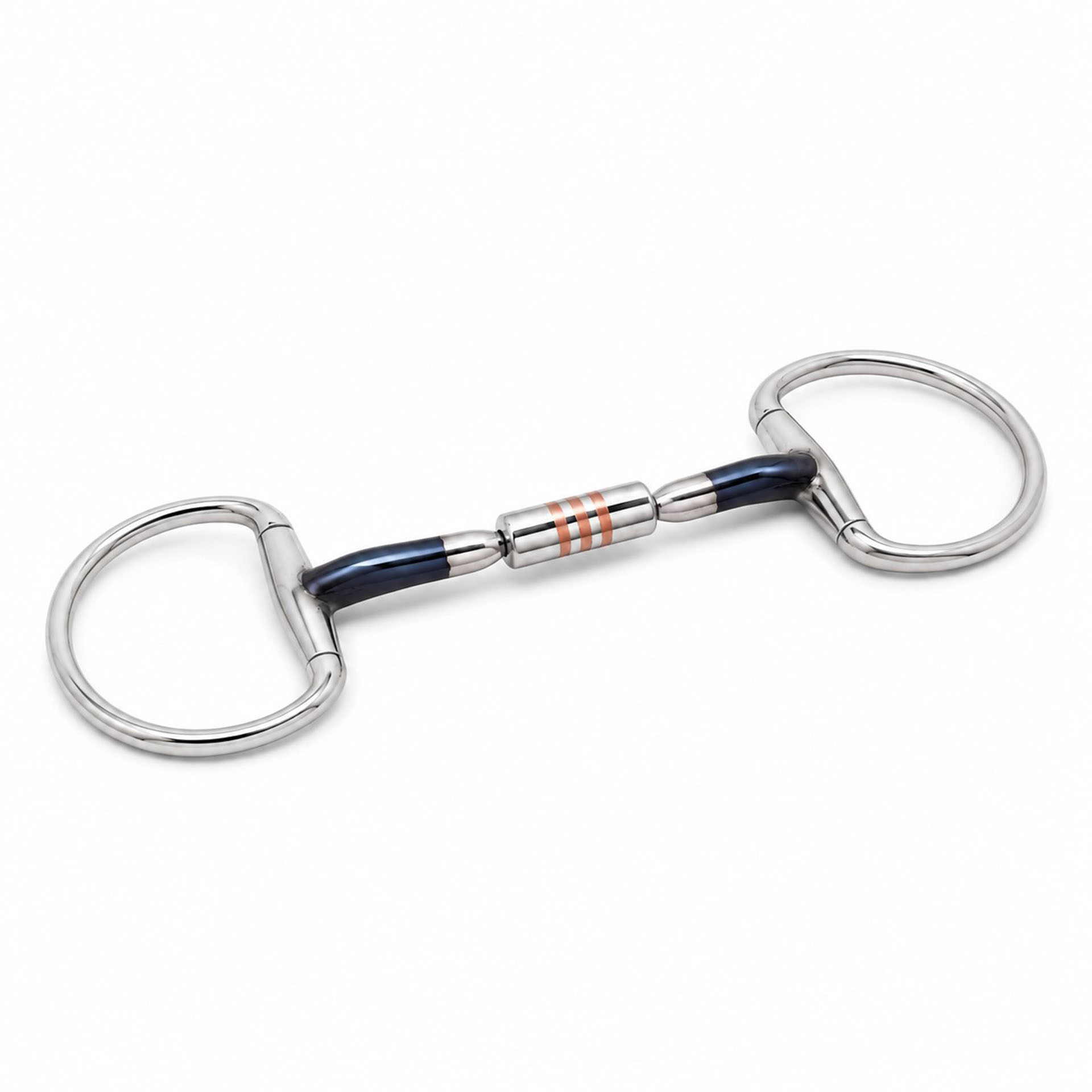 Blue Sweet Iron Dee Ring Snaffle Bit with Copper Center Barrel