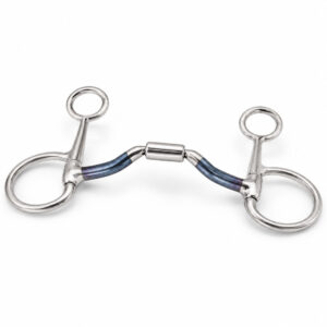 blue sweet iron dutch gag bit with center barrel mouthpiece