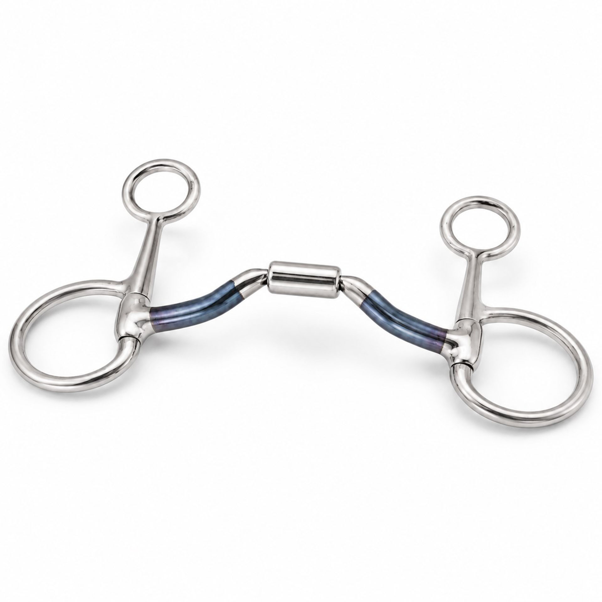 Blue Sweet Iron Dutch Gag Bit with Center Barrel Mouthpiece