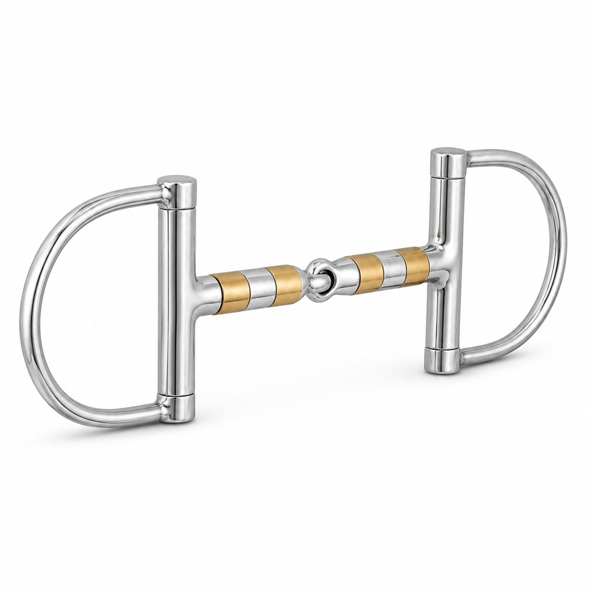copper roller dee ring snaffle bit for fixed cheek contact