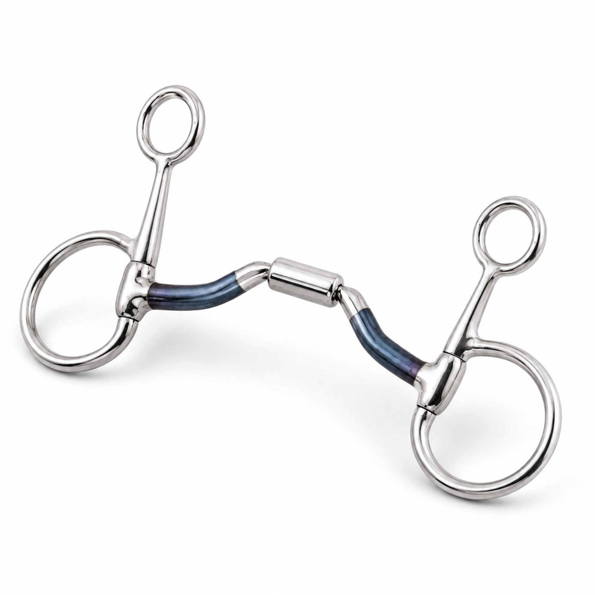 blue sweet iron dutch gag bit with center barrel mouthpiece